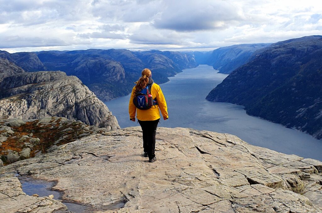 Panoramic view from Pulpit Rock Hike overlooking Lysefjord in Norway