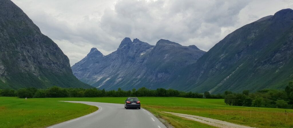 Epic views from the car on a road trip in Norway