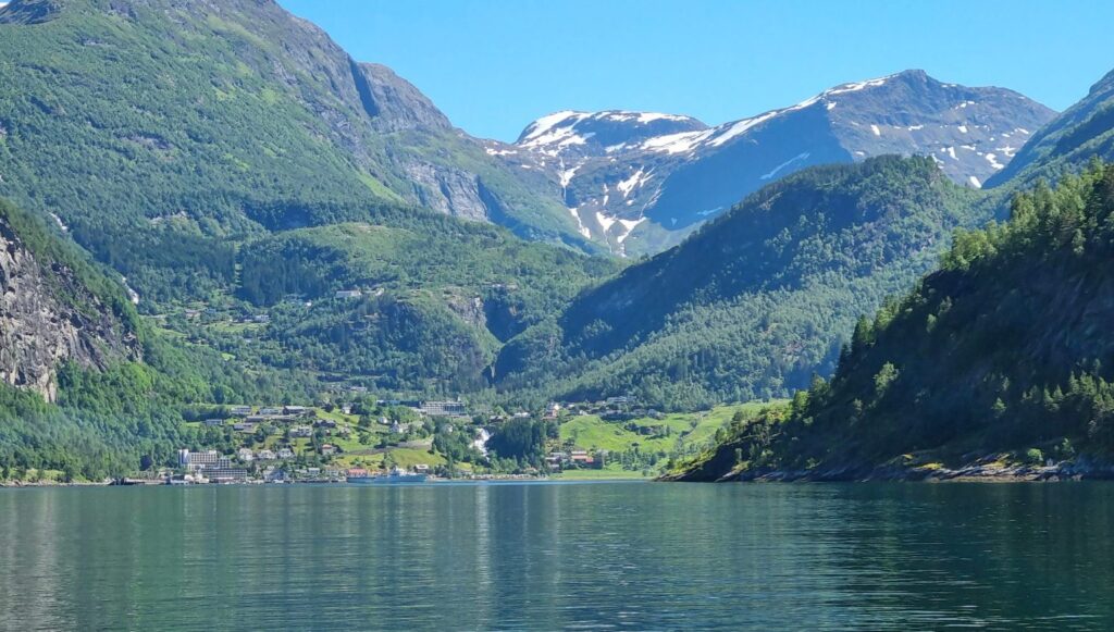 Boatride at Geirangerfjord after hiking in Geiranger to Skageflå Farm
