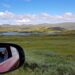 Driving Valdresflye scenic mountain road